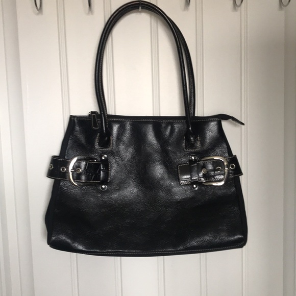 Franco Sarto classic black glossy leather purse - Picture 1 of 9